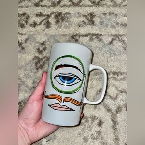 Starbucks Coffee Mug Monocle French Eye Mustache Tall 16oz Dot Collection 2014